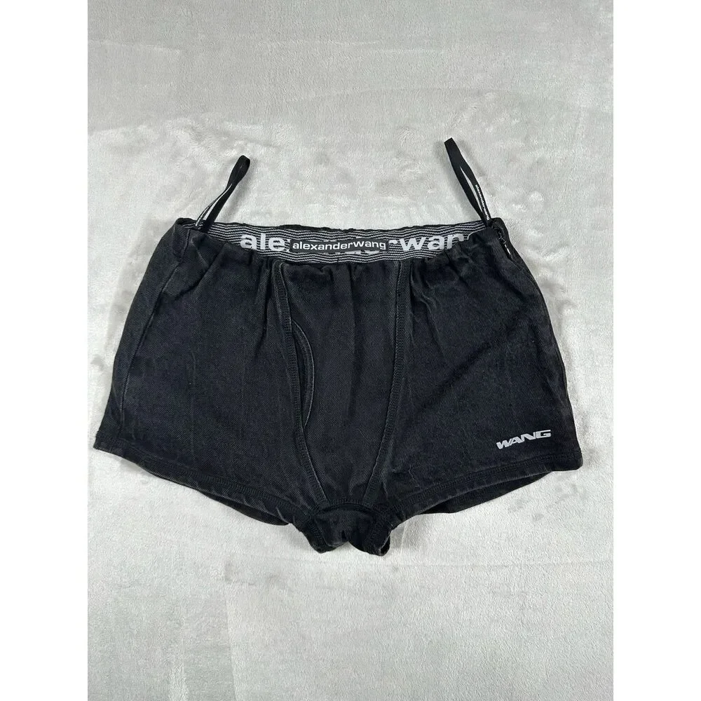Alexander Wang SAMPLE Float Shorts Faded Black Elastic Waistband - No Size‎